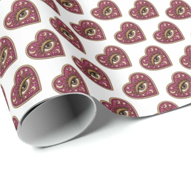 Embroidered Heart Presentpapper (Rullad Hörn)