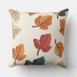 Embroidered Look Fall Leaf Throw Pillow Kudde