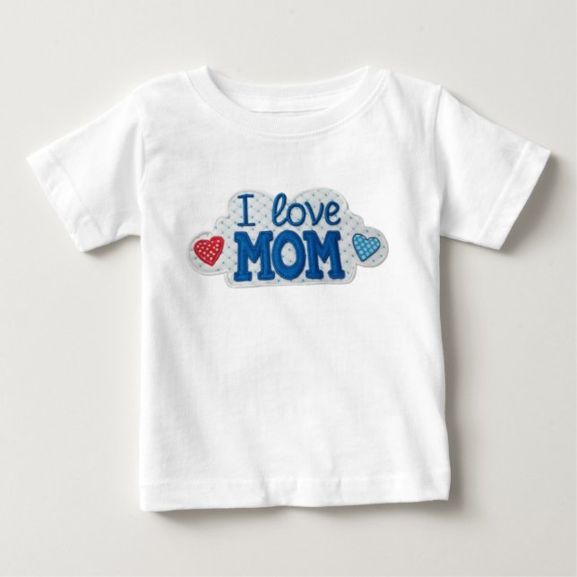 Embroidered Love for Mom T Shirt (Framsida)