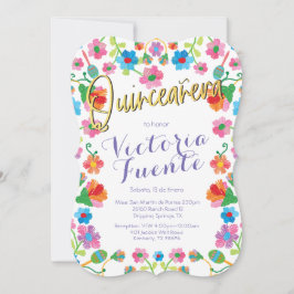 Embroidery Blommigt Quinceañera (mexikanska) - spa Inbjudningar