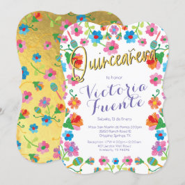 Embroidery Blommigt Quinceañera (mexikanska) - spa Inbjudningar
