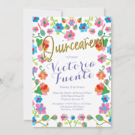 Embroidery Blommigt Quinceañera Mexikanska, spansk Inbjudningar