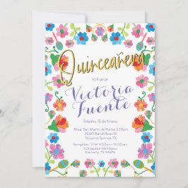 Embroidery Blommigt Quinceañera Mexikanska, spansk Inbjudningar