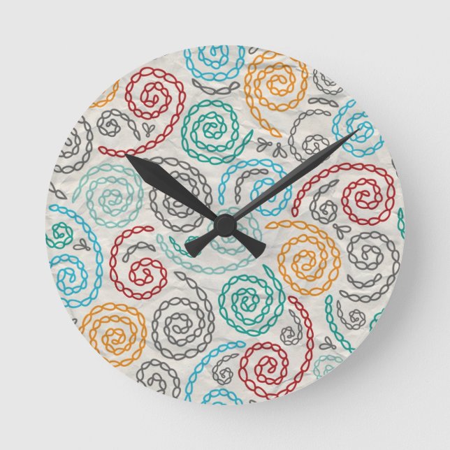 Embroidery finare idisslades pappert rund klocka (Framsida)