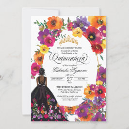 Embroidery Flowers Watercolor Blommigt Quinceañera Inbjudningar