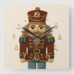 Embroidery jul Nutcracker Fyrkantig Klocka