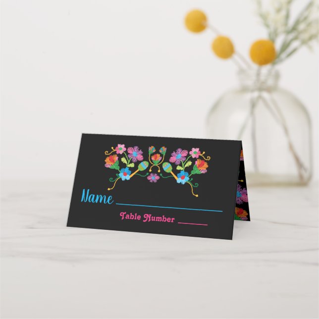 Embroidery mexikanska Fiesta bord-kort Placeringskort (Framsida)