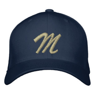 Embroidery Monogram Brev M Initial Broderad Keps