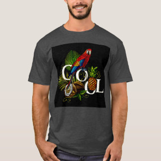 Embroidery parrot handflatan löv t shirt