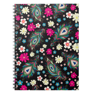 Embroidery peacock fjädrar sömlös mönster. Klas Anteckningsbok