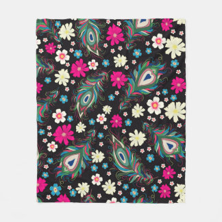 Embroidery peacock fjädrar sömlös mönster. Klas Fleecefilt