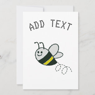 Embroidery Print Cute Bee Baby Shower Inbjudningar