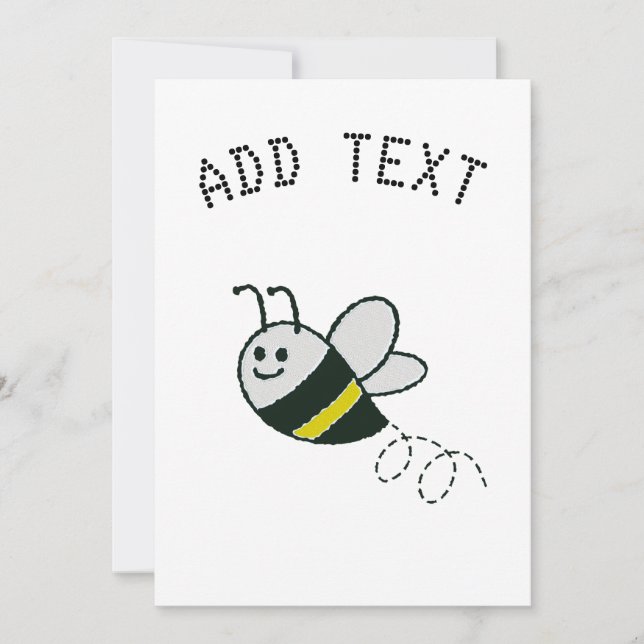 Embroidery Print Cute Bee Baby Shower Inbjudningar (Framsida)