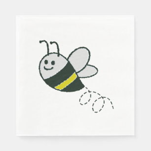 Embroidery Print Cute Bee Baby Shower Pappersservett