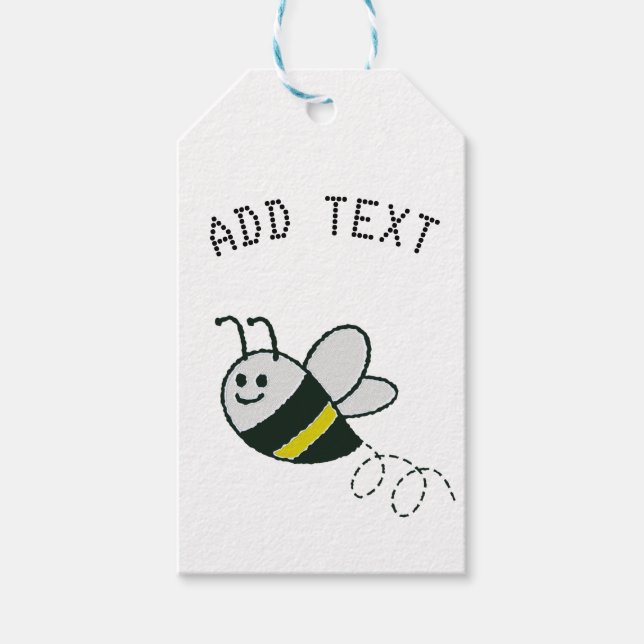 Embroidery Print Cute Bee Baby Shower Presentetikett (Framsidan)