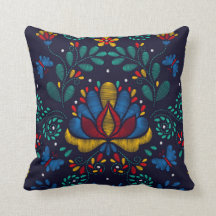 Embroidery Print Traditional Mexican Blommigt