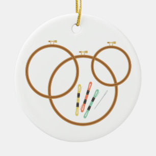 Embroidery Ringar Julgransprydnad Keramik