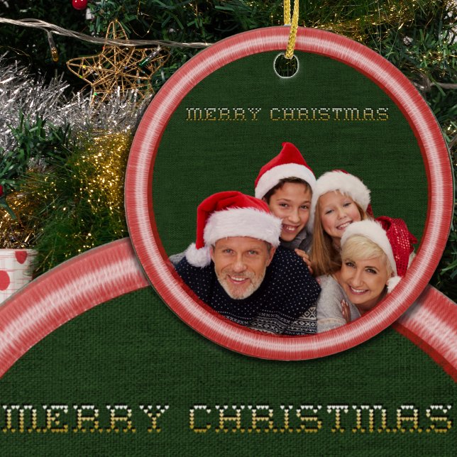 Embroidery Stitches and Fabric Photo jul Julgransprydnad Keramik (Skapare uppladdad)