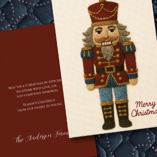 Embroidery Stitchwork of Nutcracker jul Helgkort