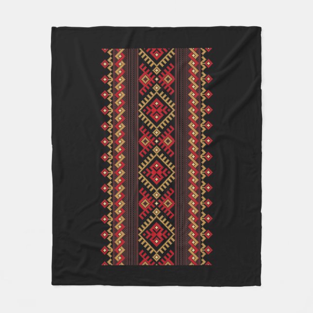 Embroidery Ukraina Vyshyvanka Skriv ut Ethnic Möns Fleecefilt (Framsidan)