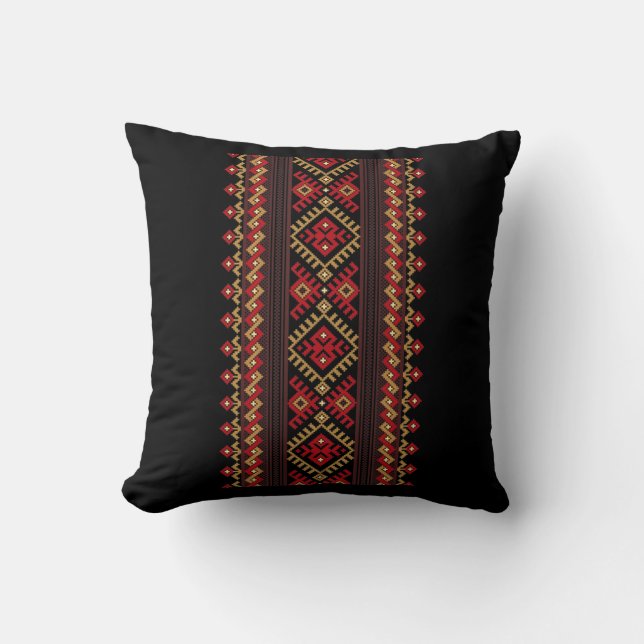Embroidery Ukraina Vyshyvanka Skriv ut Ethnic Möns Kudde (Framsida)