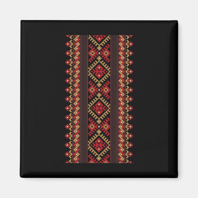 Embroidery Ukraina Vyshyvanka Skriv ut Ethnic Möns Magnet (Framsidan)