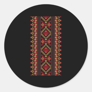 Embroidery Ukraina Vyshyvanka Skriv ut Ethnic Möns Runt Klistermärke