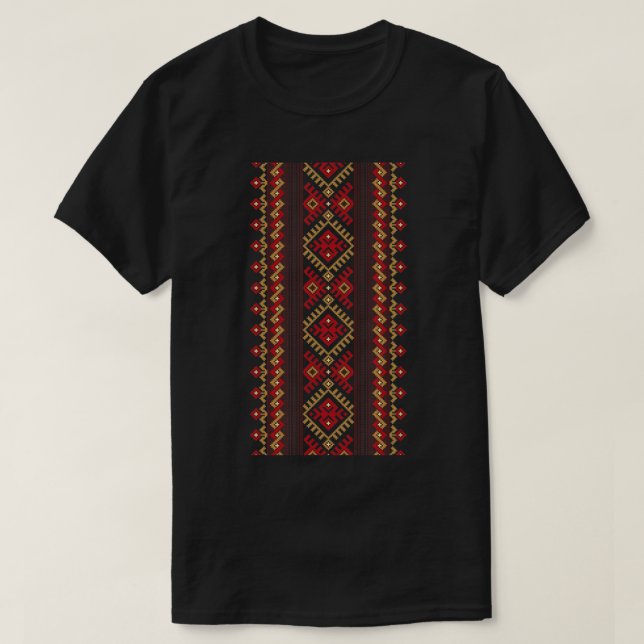 Embroidery Ukraina Vyshyvanka Skriv ut Ethnic Möns T Shirt (Design framsida)