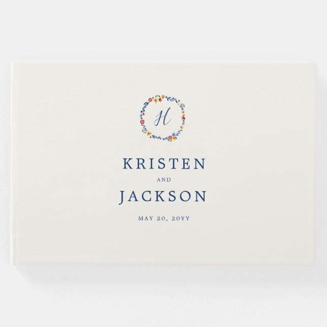 Embroied Blommigt Bröllop Gästböcker (Framsida)