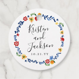 Embroied Blommigt Bröllop Gåvor Etiketter