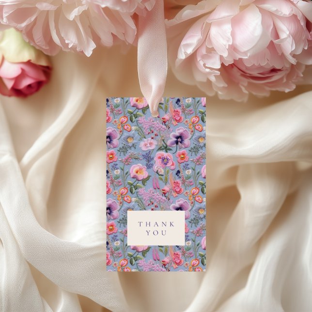 Embroied Blommigt Bröllop Initialer Tack Presentetikett (Skapare uppladdad)