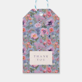 Embroied Blommigt Bröllop Initialer Tack Presentetikett