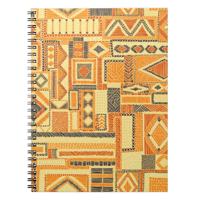 Embroied Bohemian Patchwork Seamless Mönster Anteckningsbok (Framsidan)