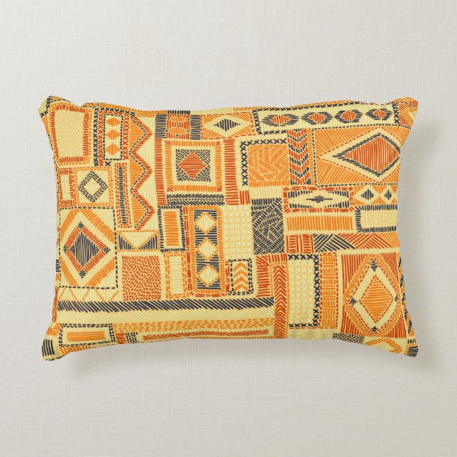 Embroied Bohemian Patchwork Seamless Mönster Prydnadskudde (Framsidan)