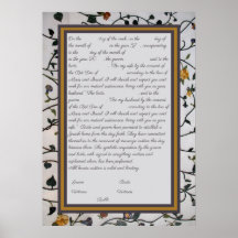Embroied Flowers Ketubah - Reform Canadian Text
