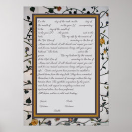 Embroied Flowers Ketubah - Reform Canadian Text Poster