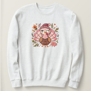 Embroired Turkey Thanksgiving Sweatshirt T Shirt