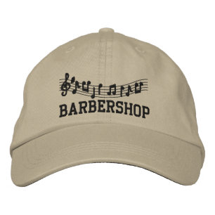 Embroized Barbershop Music Cap Broderad Keps