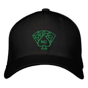 Embroized Hat Grönt Stitch Broderad Keps