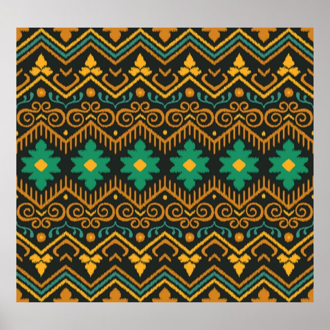 Embroized Ikat Fabric Ethnic Design Poster (Framsidan)
