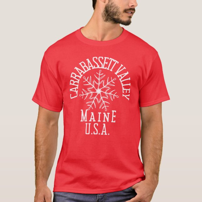 Embroized Snowflake rabassett Maine USA White T Shirt (Framsida)