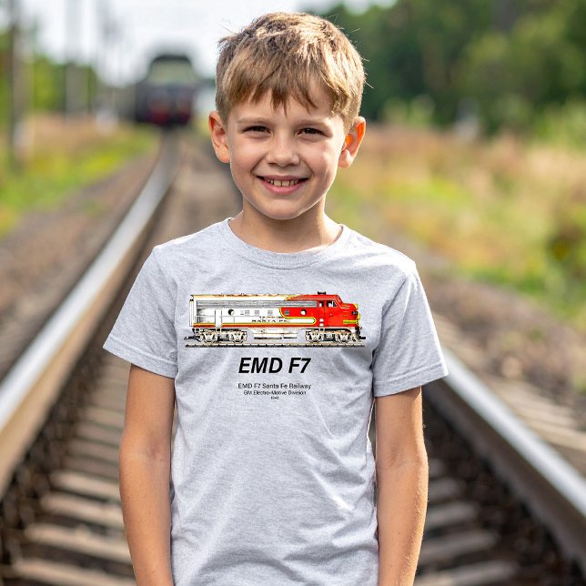 EMD F7 Santa Fe Warbonnet Diesel Locomotive. T Shirt (EMD F7 Santa Fe Warbonnet Diesel Locomotive. Boy Basic T-Shirt)