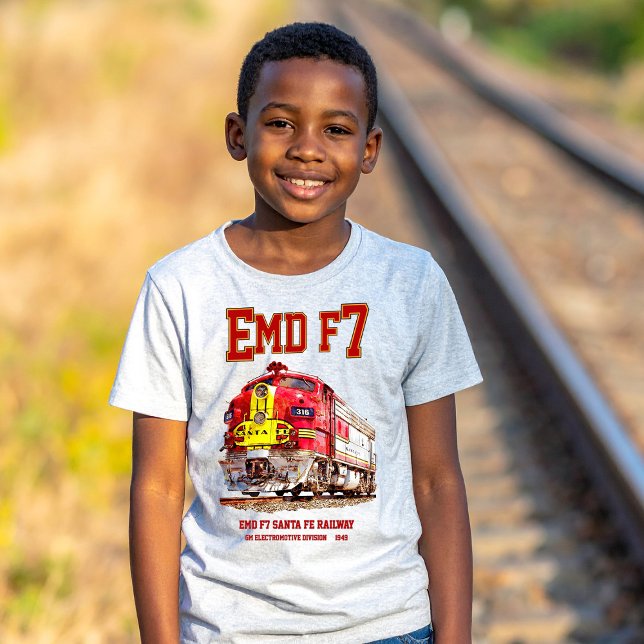 EMD F7 Santa Fe Warbonnet Diesel Locomotive. T Shirt (EMD F7 Santa Fe Warbonnet Diesel Locomotive. Boy Basic T-Shirt)