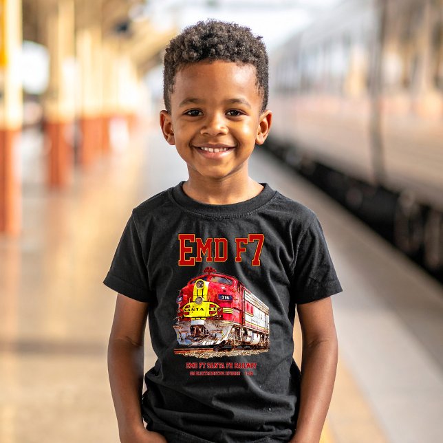 EMD F7 Santa Fe Warbonnet Diesel Locomotive. T Shirt (EMD F7 Santa Fe Warbonnet Diesel Locomotive. Boy Basic T-Shirt)