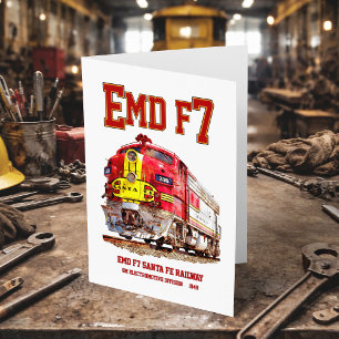 EMD F7 Santa Fe Warbonnet diesel lokomotiv. Tack Kort