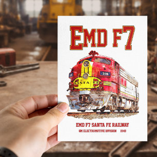 EMD F7 Santa Fe Warbonnet-diesellok. Vykort