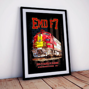 EMD F7 Santa Fe Warbonnet med amerikansk flagga. Fototryck