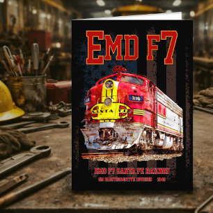 EMD F7 Santa Fe Warbonnet med amerikansk flagga. Tack Kort