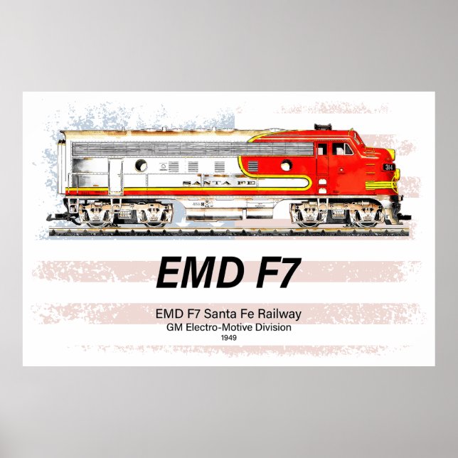 EMD F7 Santa Fe Warbonnet with American Flag. Poster (Framsidan)