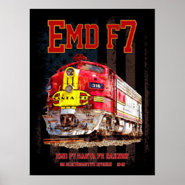 EMD F7 Santa Fe Warbonnet with American Flag. Poster